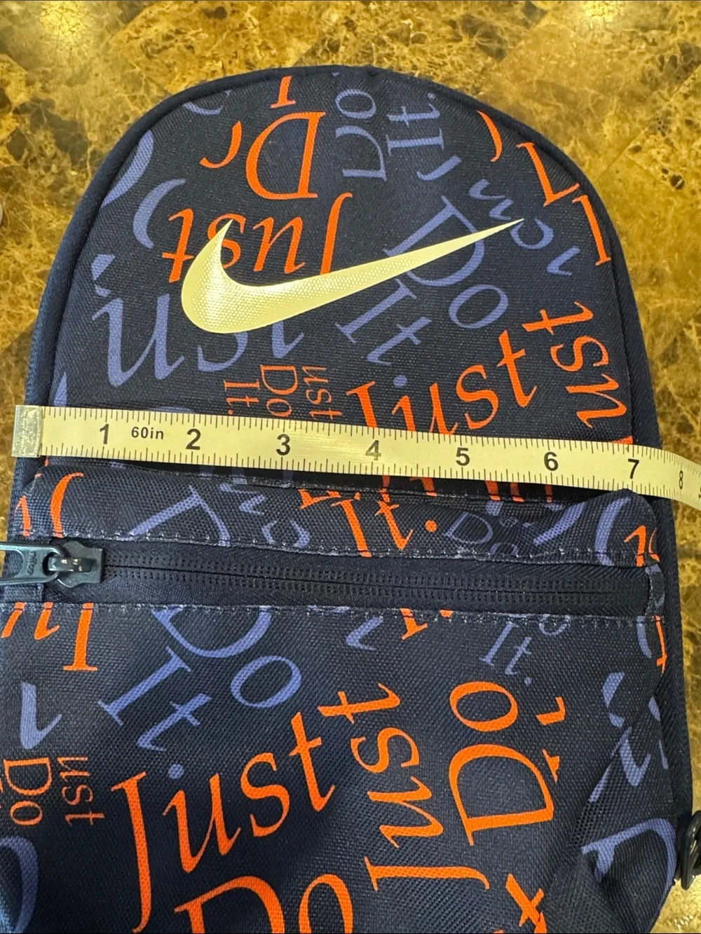 Nike Blue Insulated Lunch Bag with Orange 'Just Do It' Script and White Swoosh